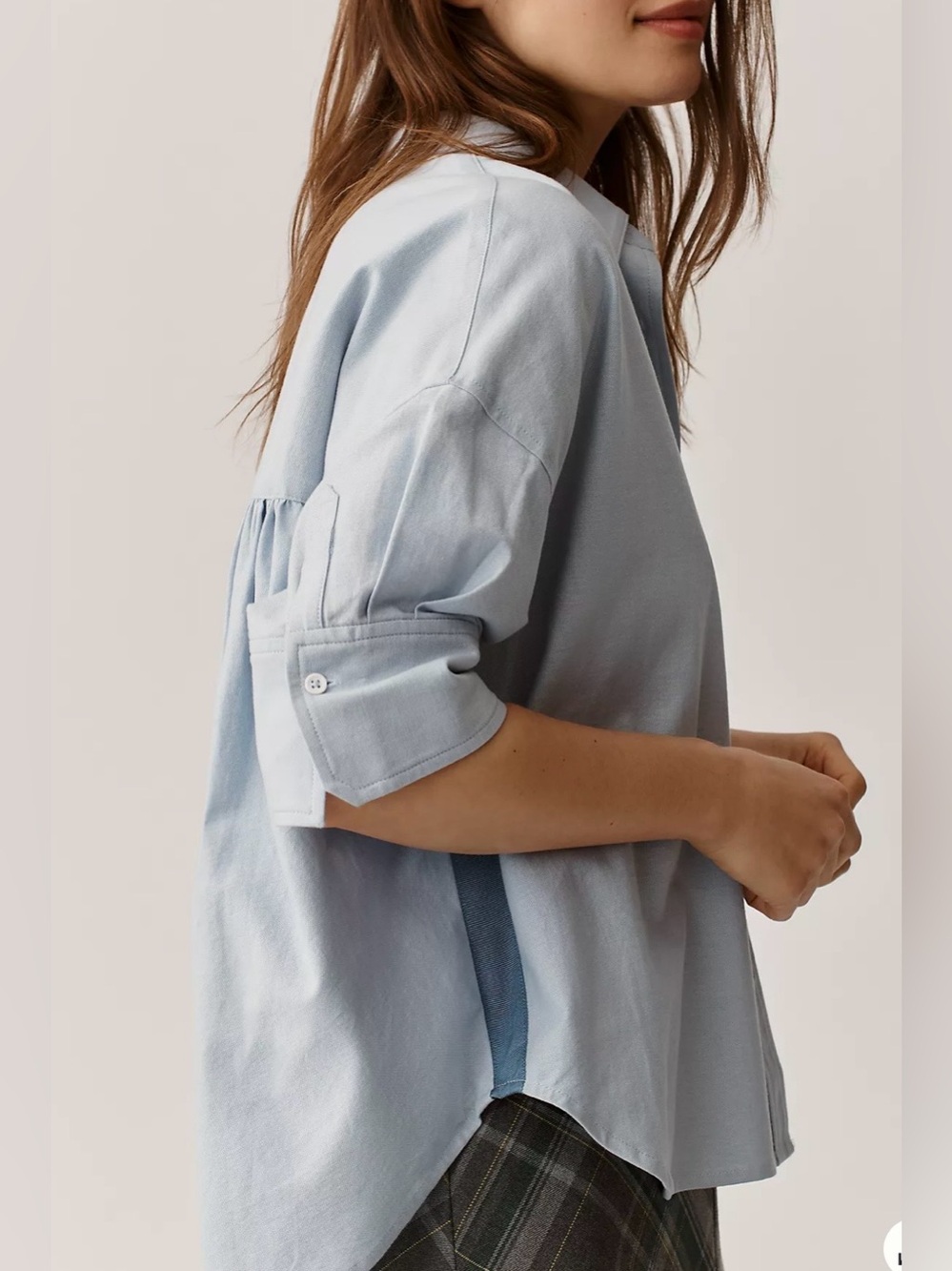 Maeve Mabel Boxy Oxford Shirt XXS in blue - Picture 2 of 5